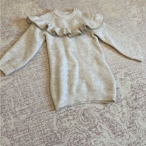 H&M Cream Crew Neck Sweater with Ruffle Detail